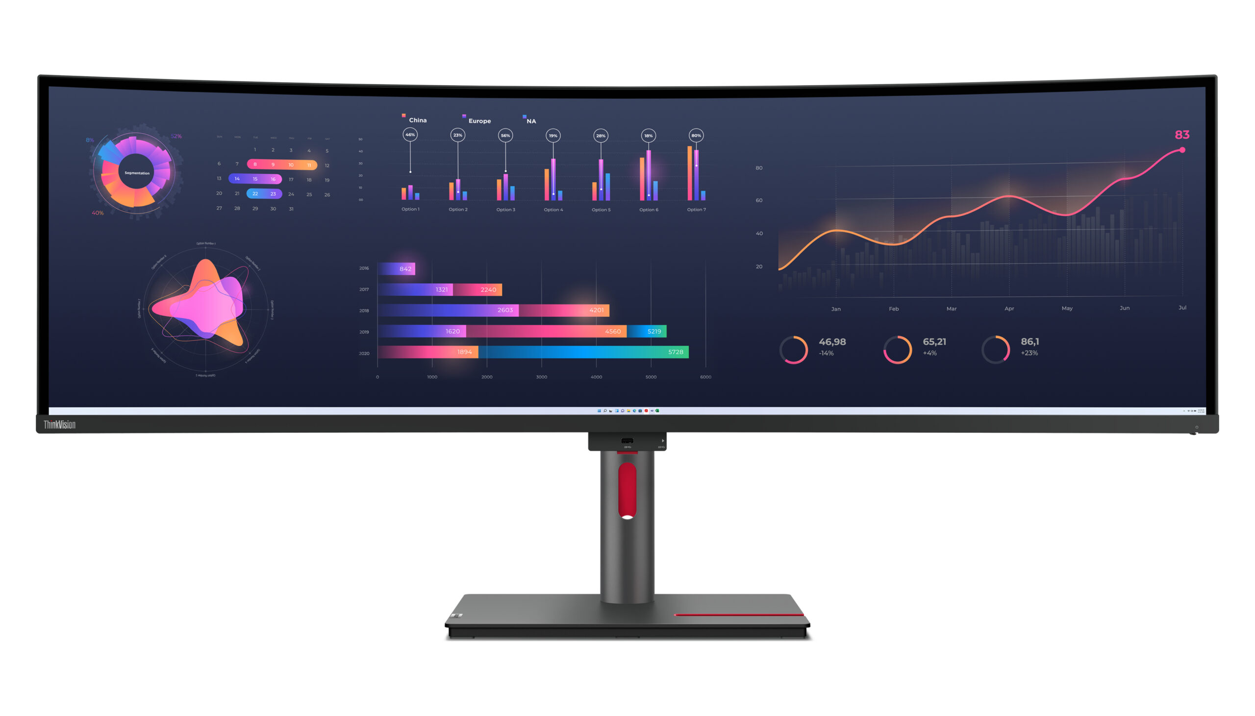 Lenovo ThinkVision P49w-30 monitor komputerowy 124,5 cm (49") 5120 x 1440 px Dual WQHD LED Czarny - obrazek 2