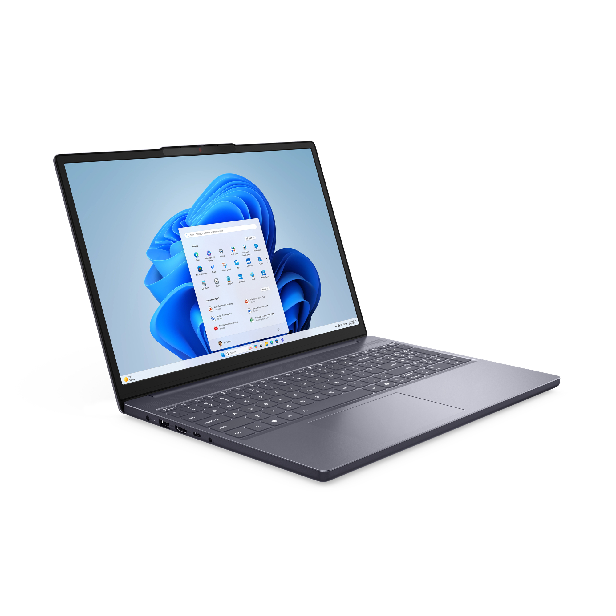 Lenovo IdeaPad Slim 3 15AHP10 AMD Ryzen™ 7 8840HS Laptop 38,9 cm (15.3") WUXGA 16 GB DDR5-SDRAM 1 TB SSD Wi-Fi 6 (802.11ax) Angielski Szary - obrazek 4