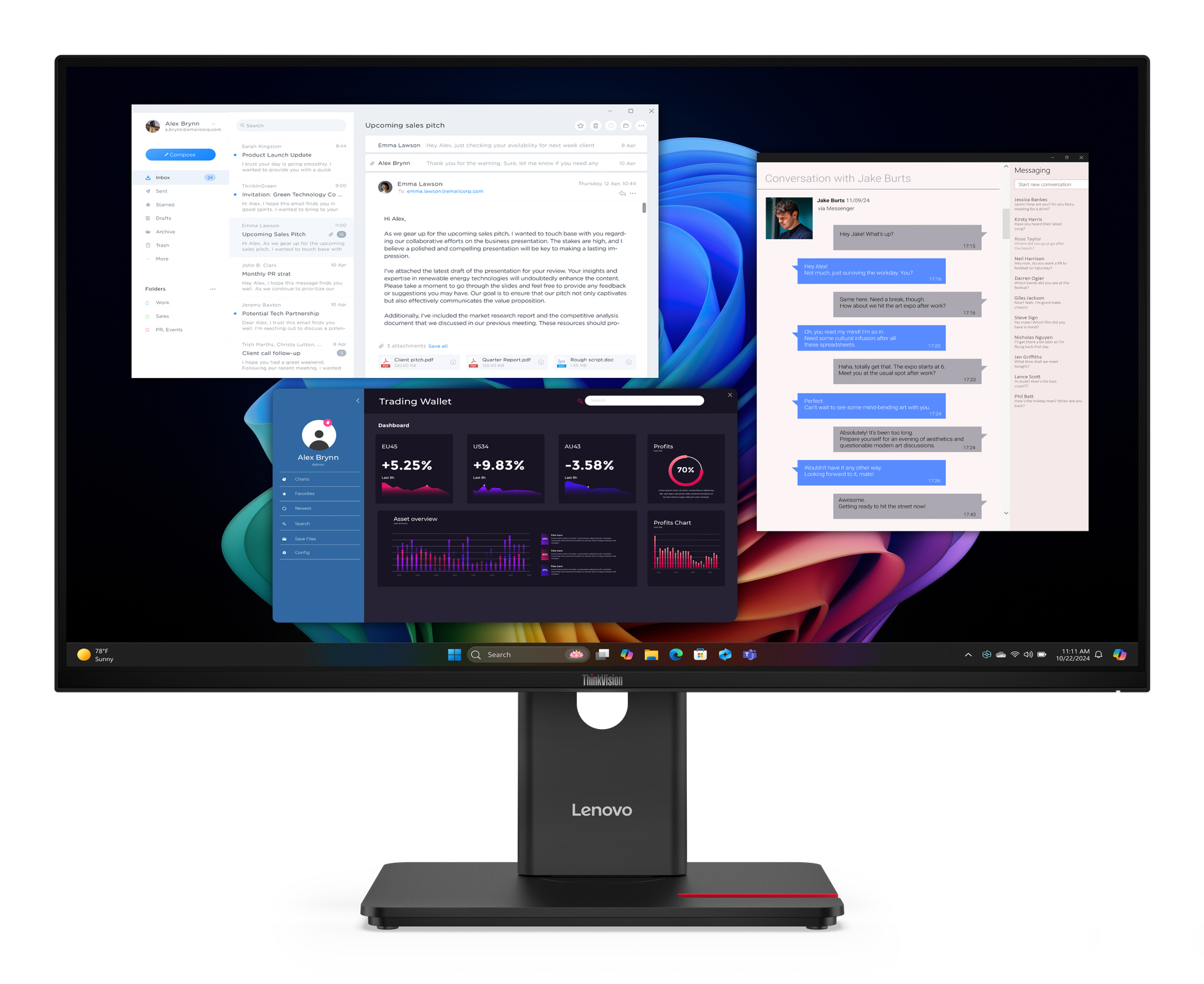 Lenovo ThinkVision T27UD-40 monitor komputerowy 68,6 cm (27") 3840 x 2160 px 4K Ultra HD LCD Czarny