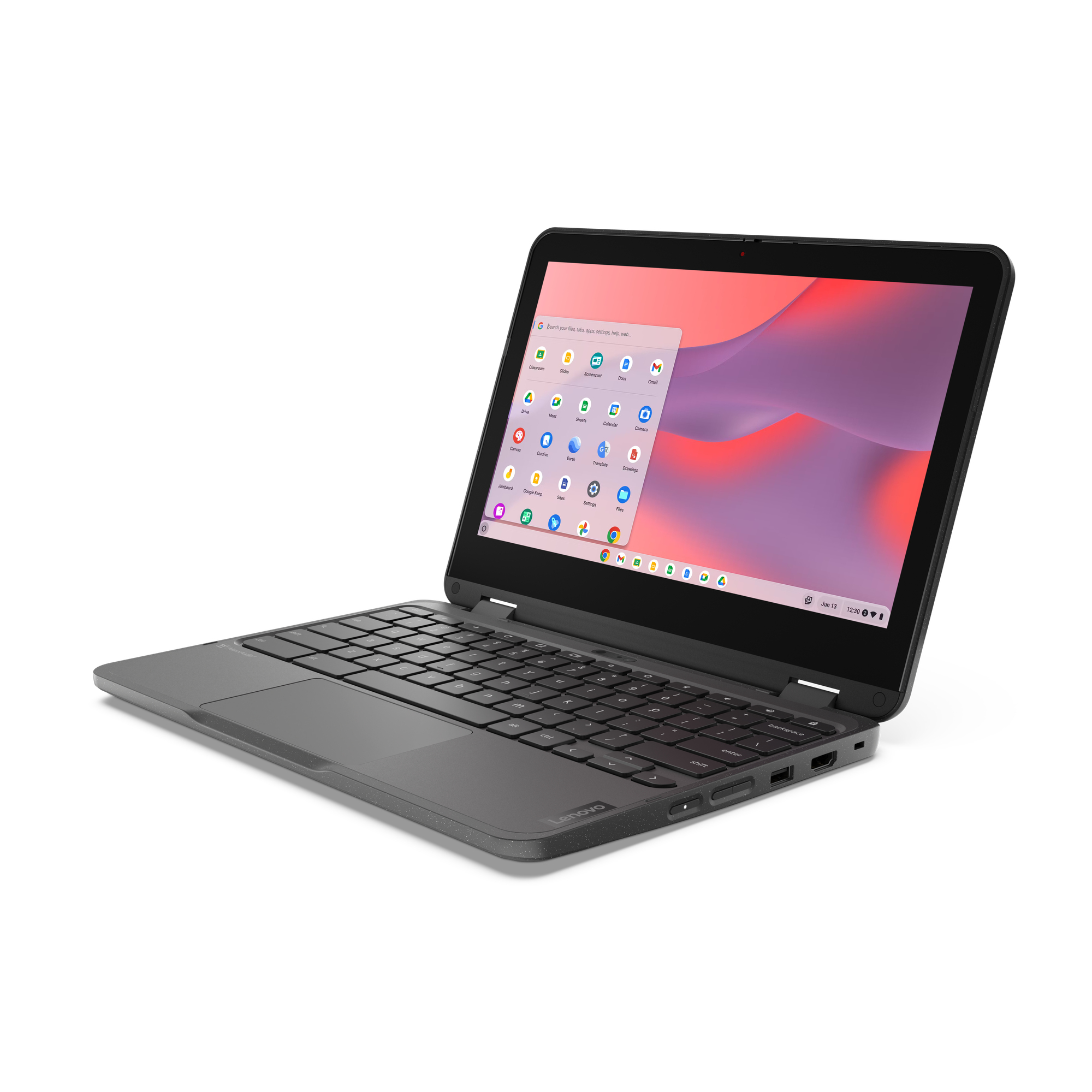 Lenovo 500e Chromebook Gen 4s Intel® N N100 29,5 cm (11.6") Ekran dotykowy HD 8 GB LPDDR5-SDRAM 64 GB eMMC Wi-Fi 6E (802.11ax) ChromeOS Francuski Szary - obrazek 3