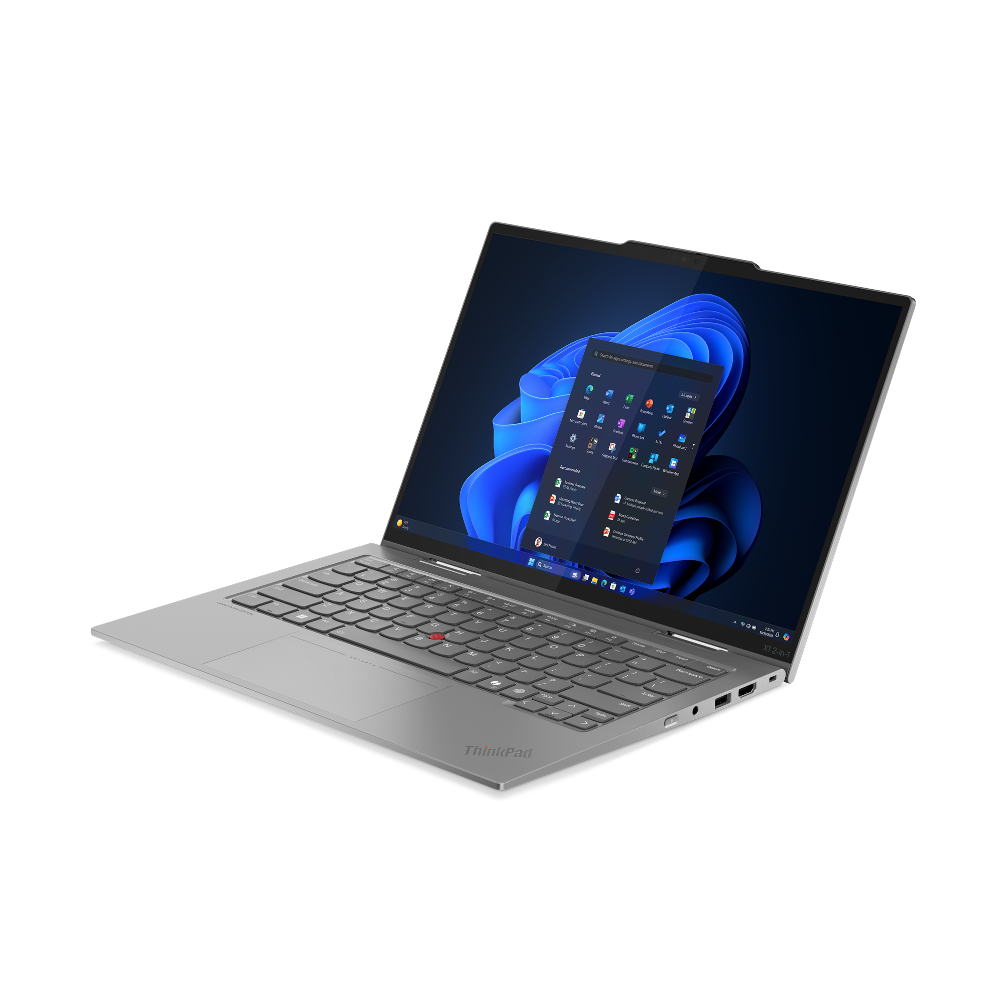 Lenovo ThinkPad X1 2-in-1 Gen 10 Aura Edition Intel Core Ultra 5 225U Hybryda (2w1) 35,6 cm (14") Ekran dotykowy WUXGA 16 GB LPDDR5x-SDRAM 512 GB SSD Wi-Fi 6E (802.11ax) Windows 11 Pro Francuski Szary - obrazek 5
