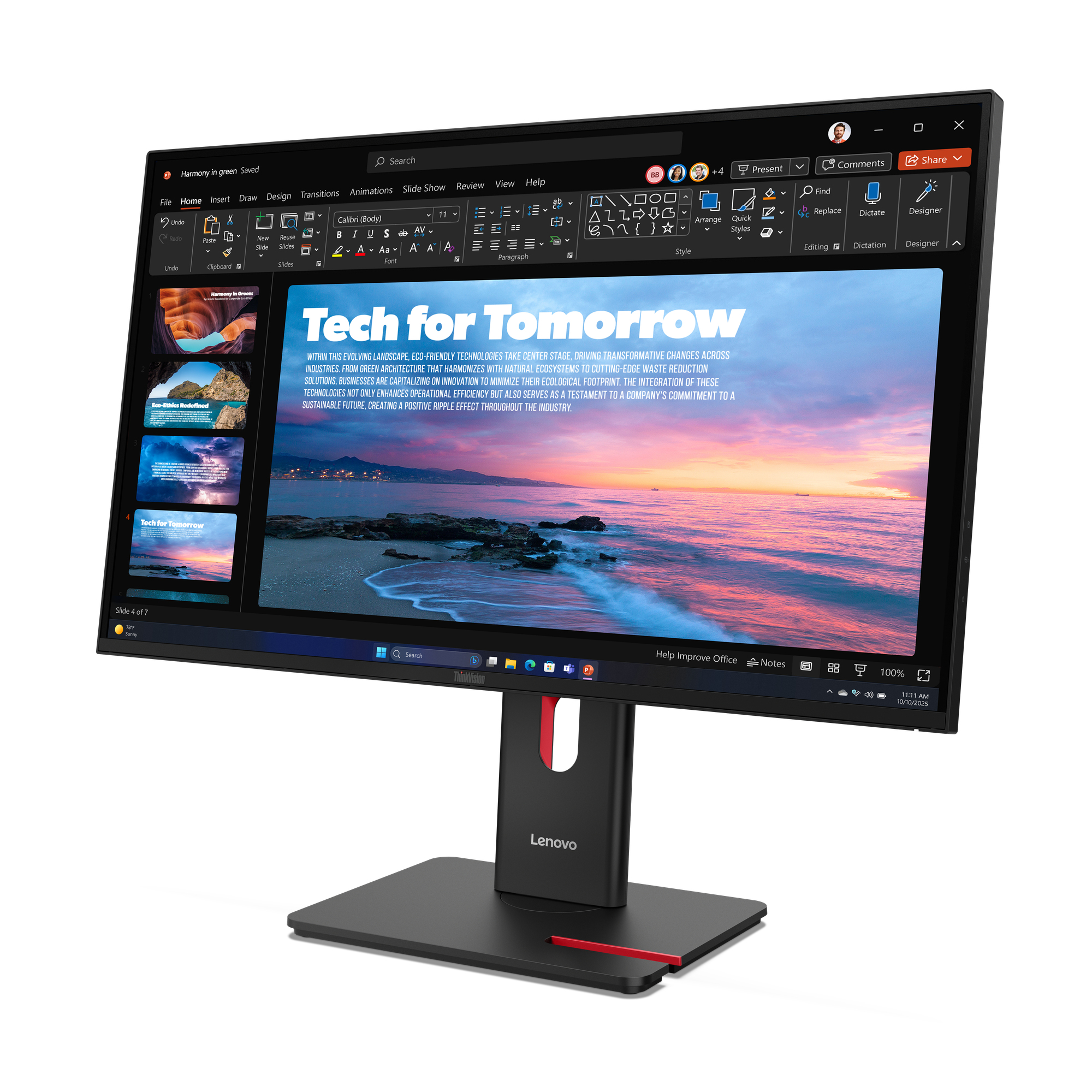 Lenovo ThinkVision T27QD-40 monitor komputerowy 68,6 cm (27") 2560 x 1440 px Wide Quad HD LED Czarny - obrazek 4