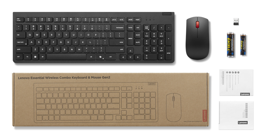 Lenovo 4X31R64453 klawiatura Dołączona myszka Biuro RF Wireless US English Czarny - obrazek 5