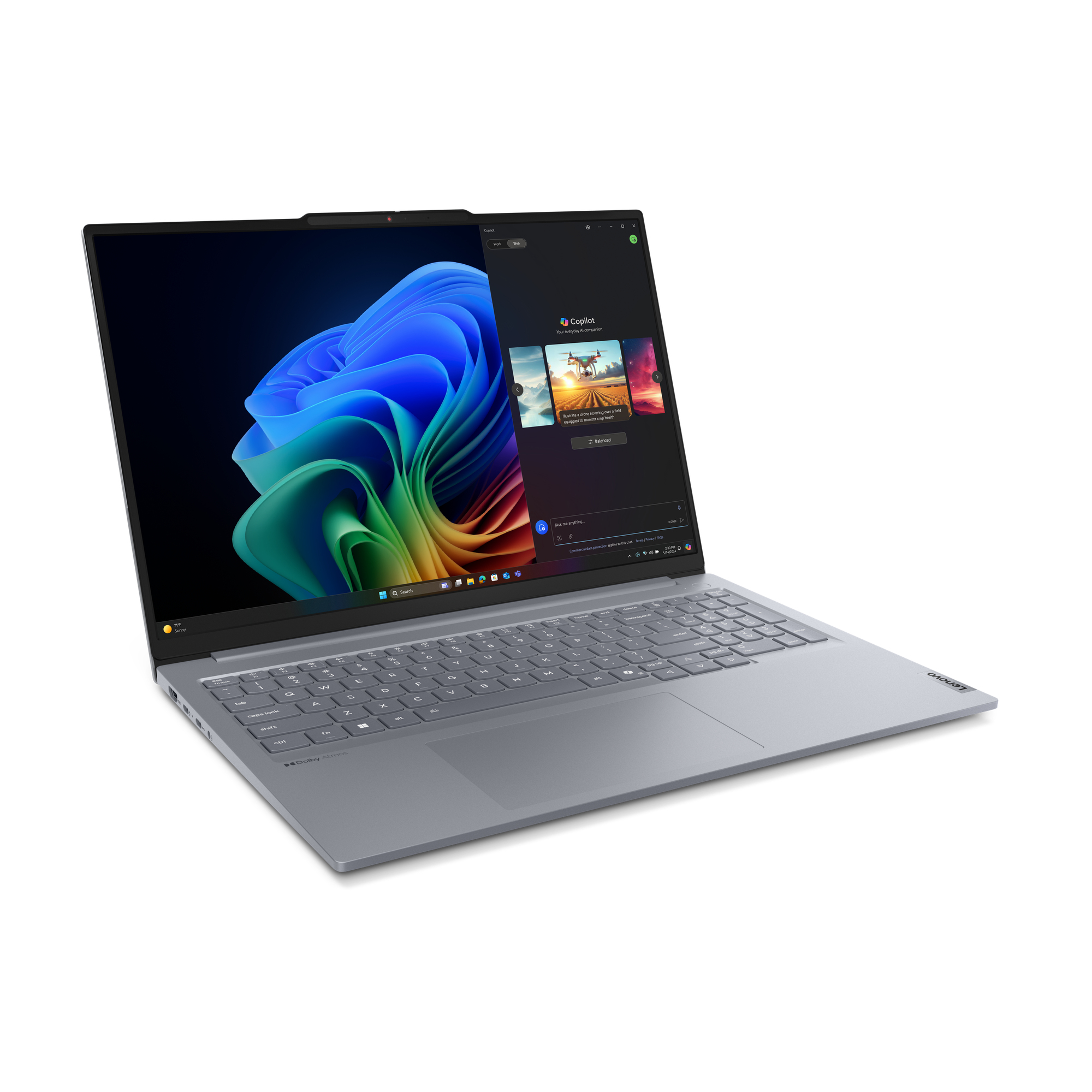 Lenovo ThinkBook 16 G7 QOY Copilot+ PC Snapdragon X1P-42-100 Laptop 40,6 cm (16") WUXGA 32 GB LPDDR5x-SDRAM 1 TB SSD Wi-Fi 7 (802.11be) Windows 11 Pro Szary - obrazek 3
