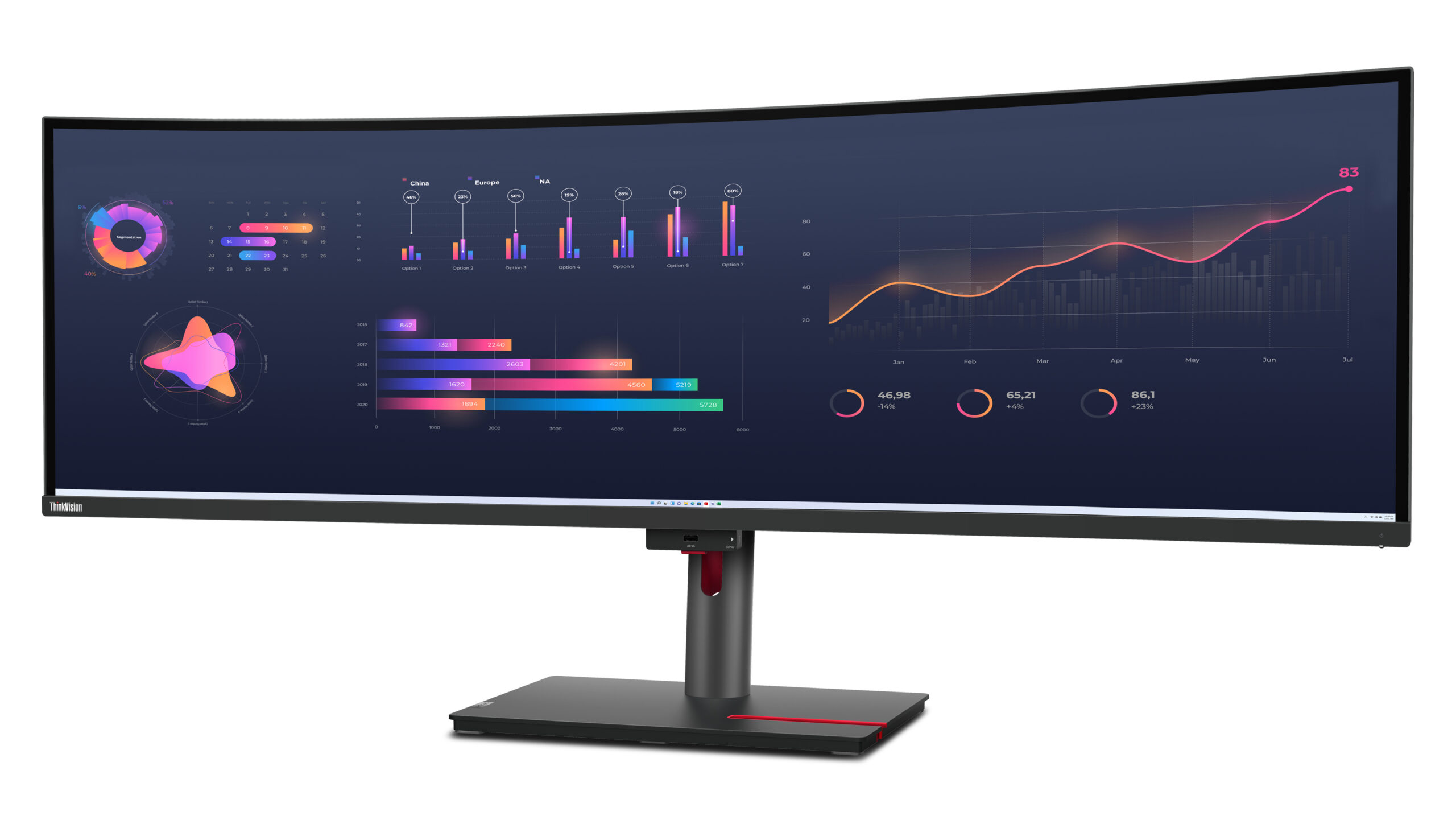 Lenovo ThinkVision P49w-30 monitor komputerowy 124,5 cm (49") 5120 x 1440 px Dual WQHD LED Czarny - obrazek 4