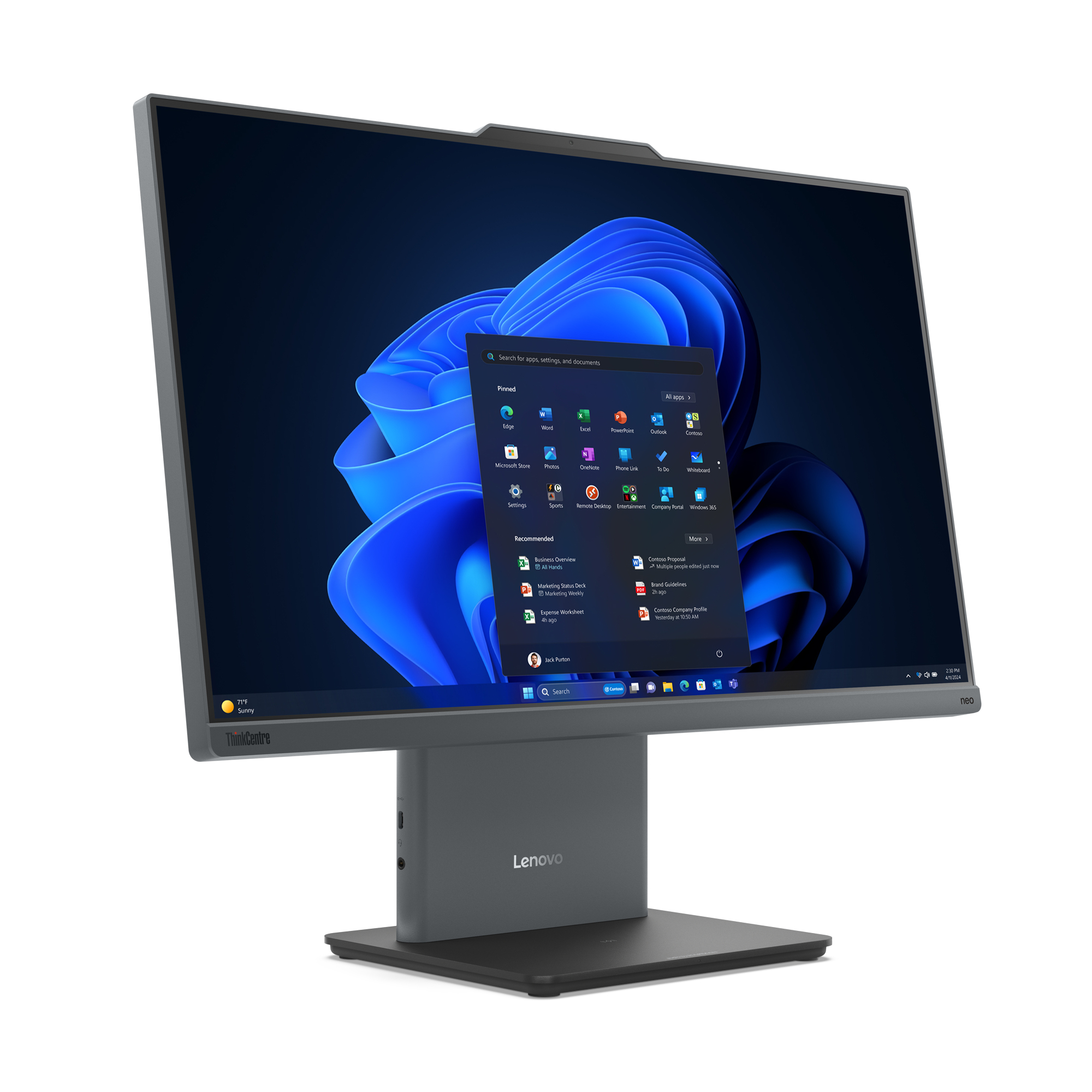 Lenovo ThinkCentre neo 50a 24 Gen 5 Intel Core 5 210H 60,5 cm (23.8") 1920 x 1080 px Ekran dotykowy All-in-One PC 16 GB DDR5-SDRAM 512 GB SSD Windows 11 Pro Wi-Fi 6 (802.11ax) Szary - obrazek 3