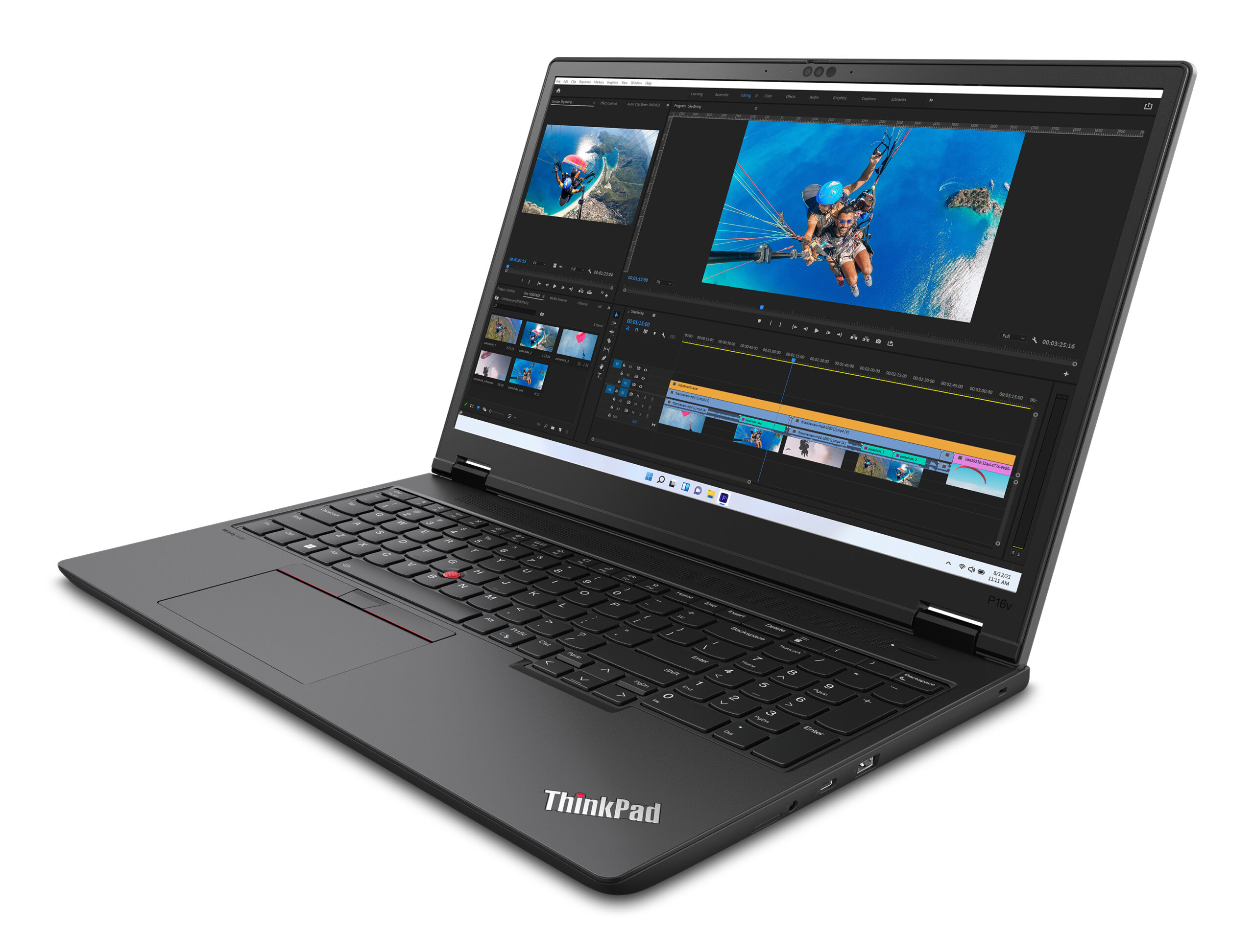 Lenovo ThinkPad P16v Gen 2 (Intel) Intel Core Ultra 7 165H Mobilna stacja robocza 40,6 cm (16") WUXGA 32 GB DDR5-SDRAM 512 GB SSD NVIDIA RTX 500 Ada Wi-Fi 6E (802.11ax) Windows 11 Pro Niemiecki Czarny - obrazek 4