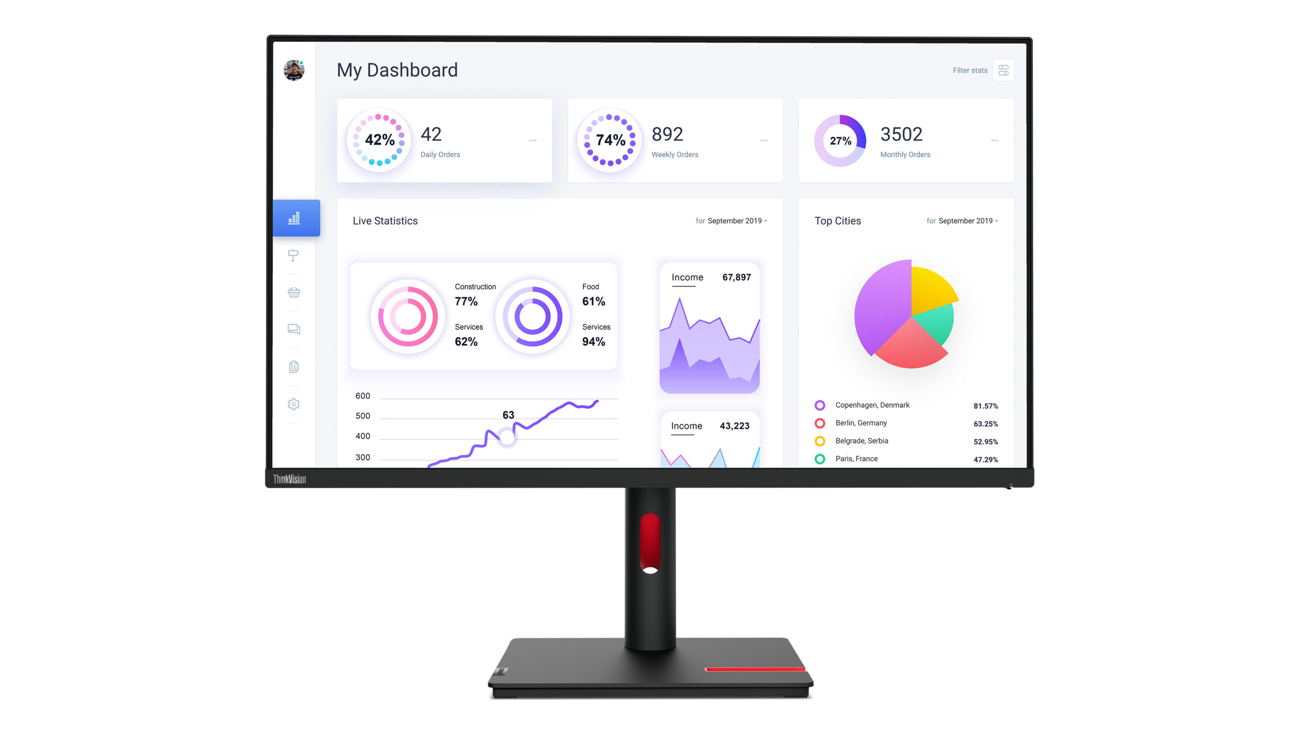 Lenovo ThinkVision T32p-30 monitor komputerowy 80 cm (31.5") 3840 x 2160 px 4K Ultra HD LED Czarny