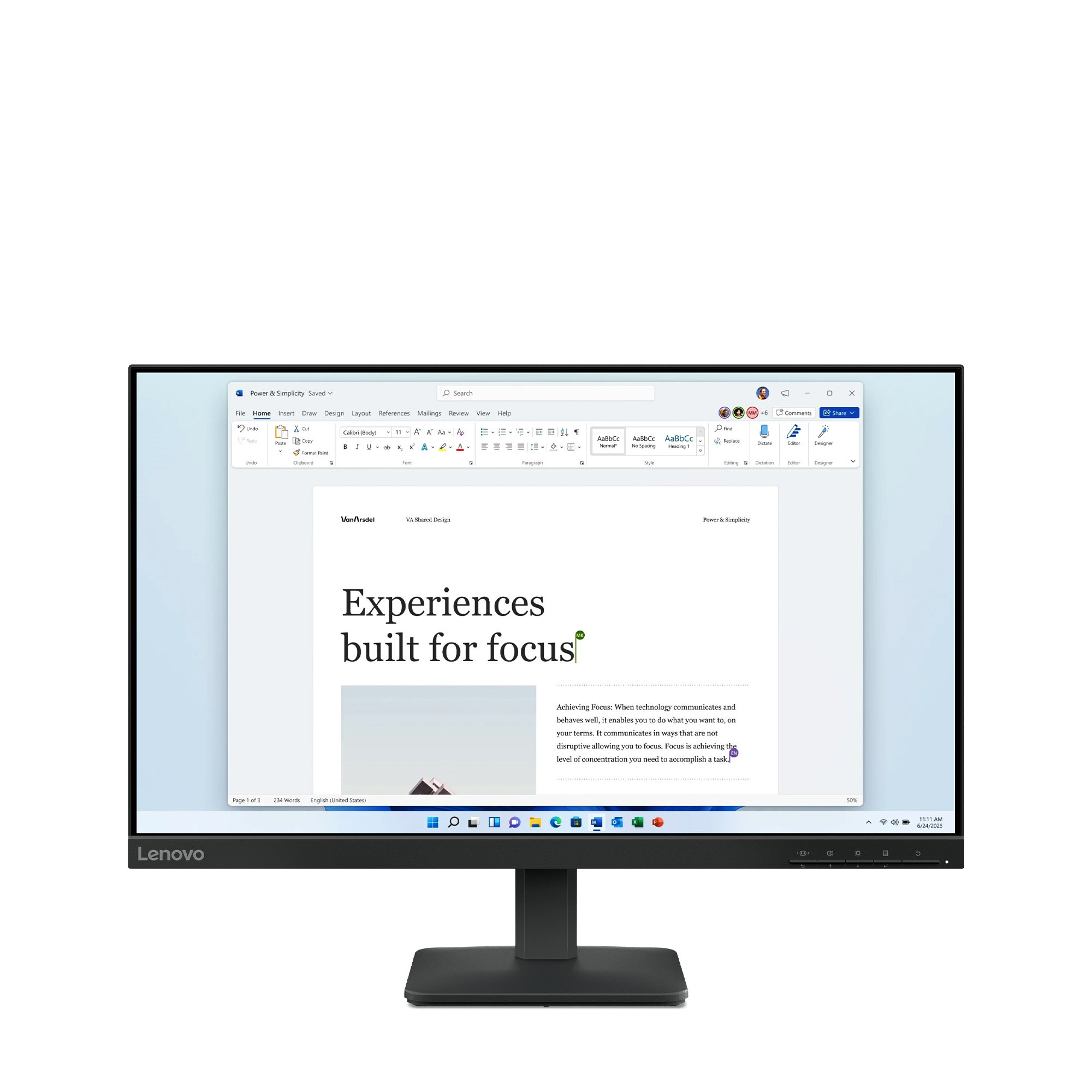 Lenovo L24-4e monitor komputerowy 60,5 cm (23.8") 1920 x 1080 px Full HD LCD Czarny