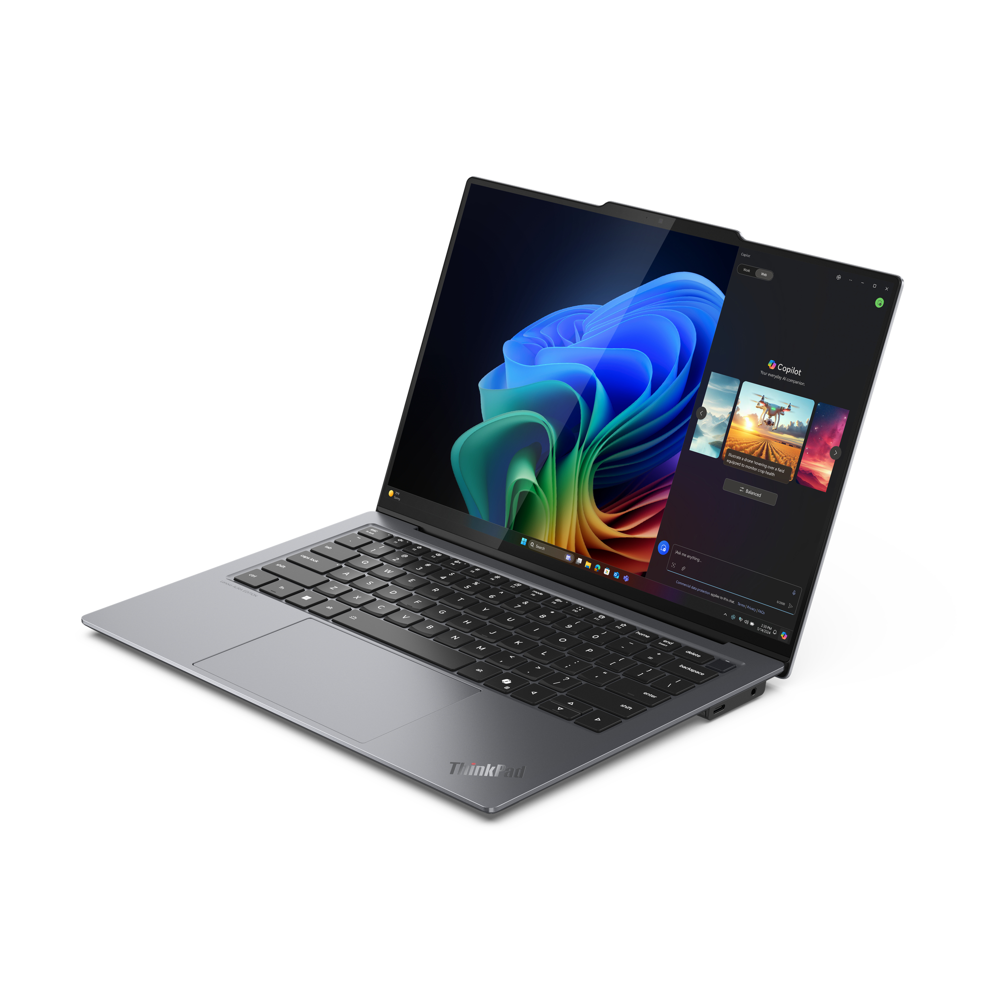 Lenovo ThinkPad X9-14 Gen 1 Copilot+ PC Intel Core Ultra 7 258V Laptop 35,6 cm (14") WUXGA 32 GB LPDDR5x-SDRAM 1 TB SSD Wi-Fi 7 (802.11be) Windows 11 Pro Niemiecki Szary - obrazek 3