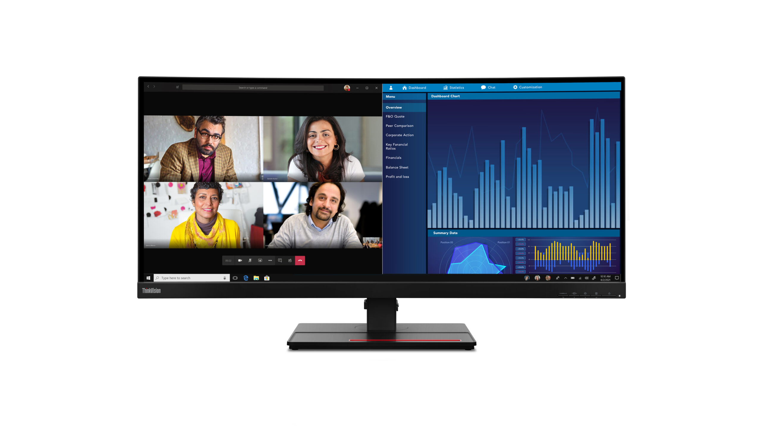 Lenovo ThinkVision P34w-20 monitor komputerowy 86,7 cm (34.1") 3440 x 1440 px Wide Quad HD LED Czarny - obrazek 5