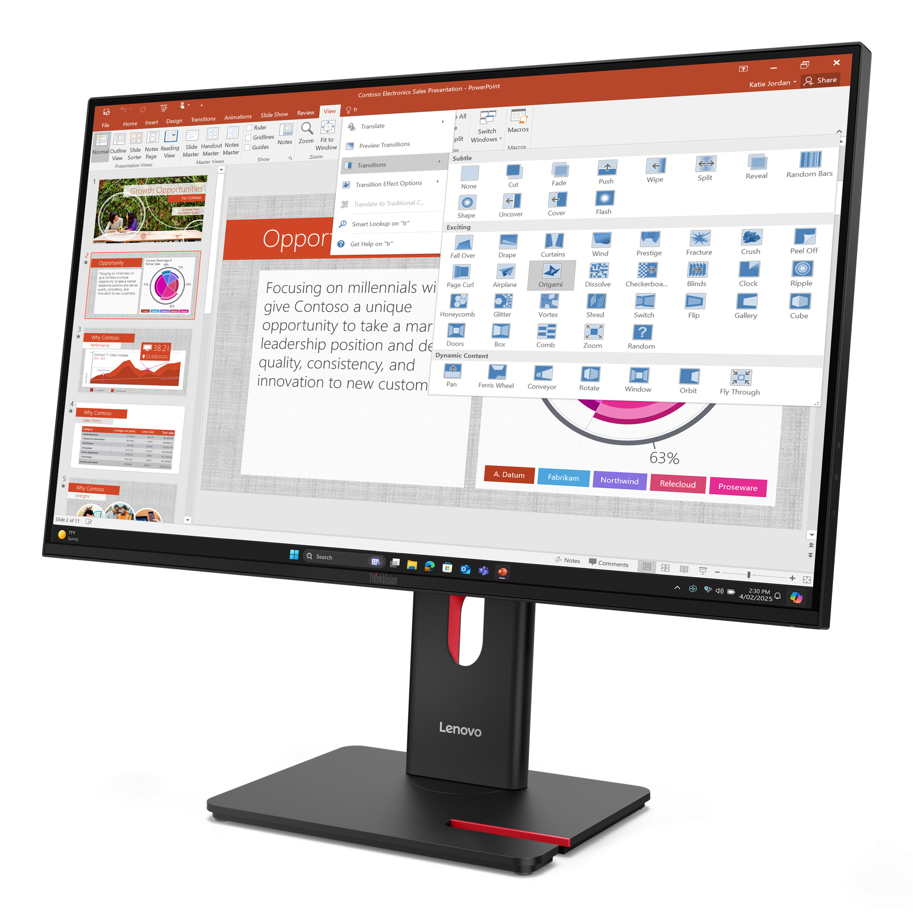 Lenovo ThinkVision T27-40 monitor komputerowy 68,6 cm (27") 1920 x 1080 px Full HD LED Czarny - obrazek 3