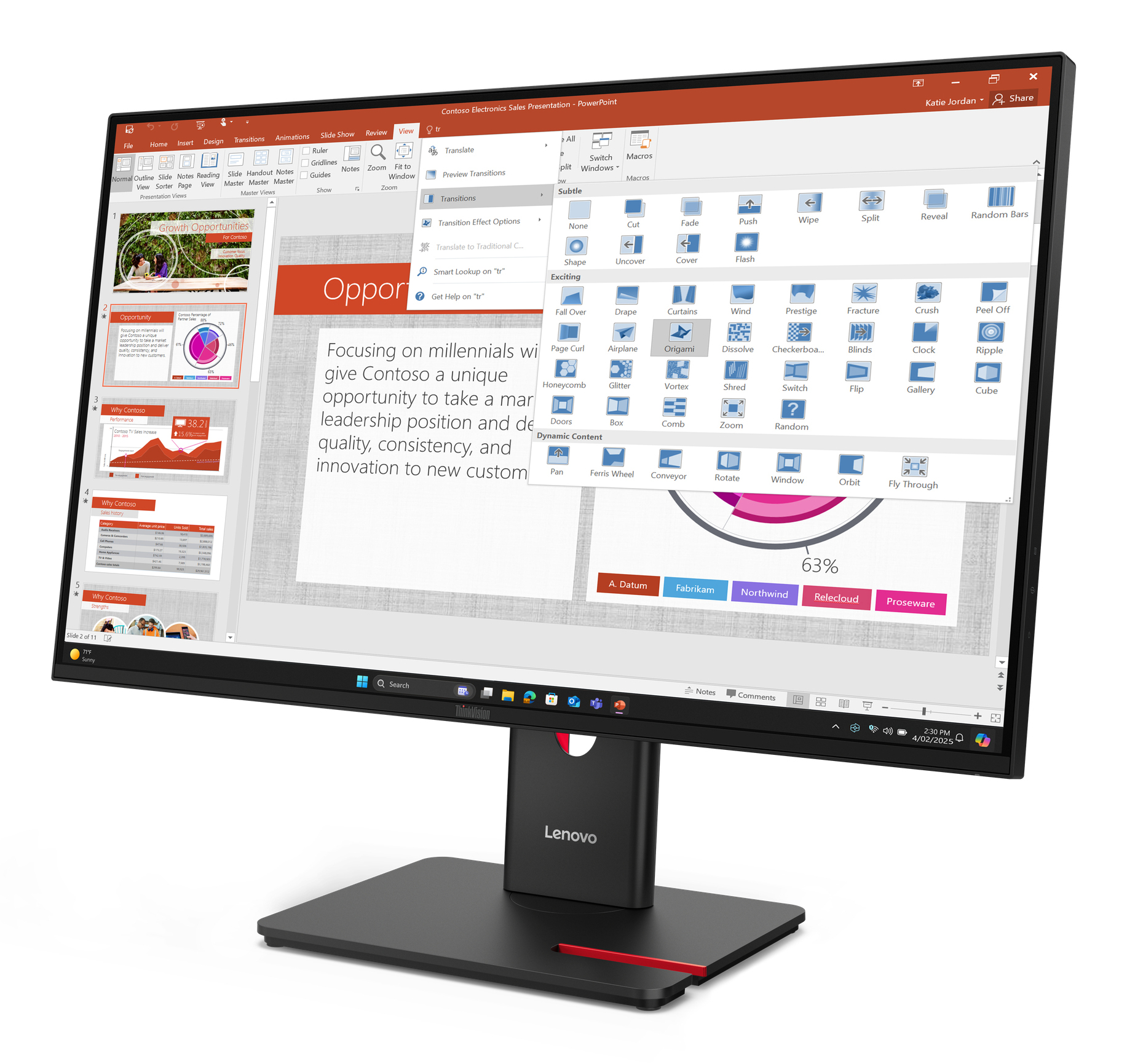 Lenovo ThinkVision T27-40 monitor komputerowy 68,6 cm (27") 1920 x 1080 px Full HD LED Czarny - obrazek 2
