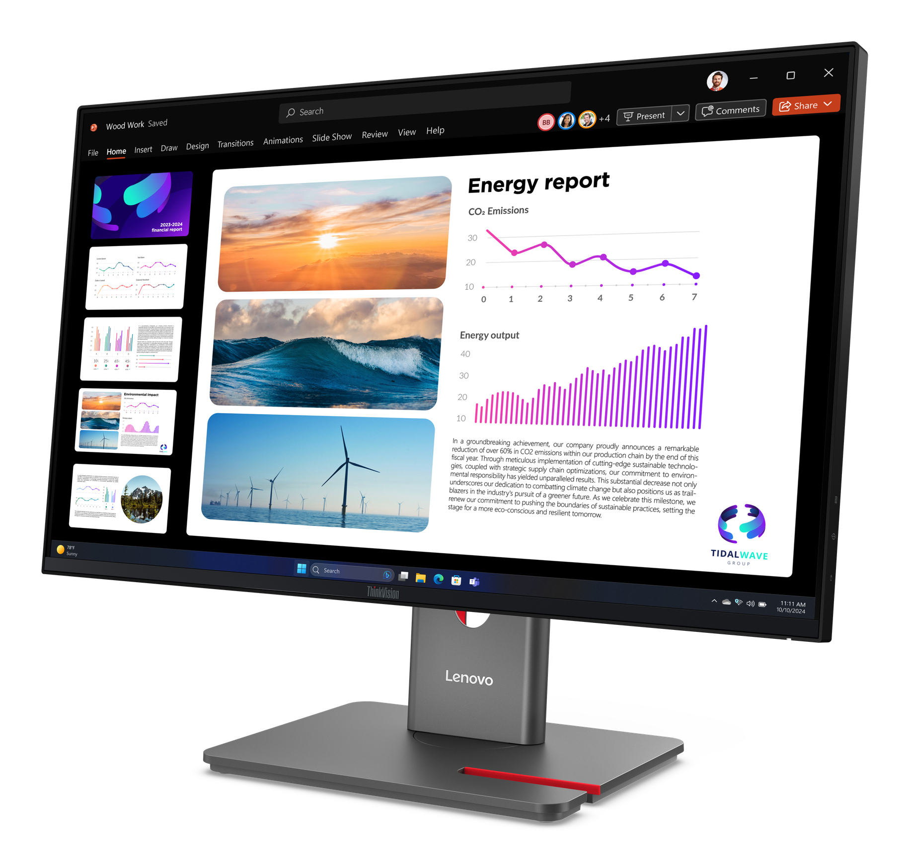 Lenovo ThinkVision P24Q-40 monitor komputerowy 60,5 cm (23.8") 2560 x 1440 px Quad HD LCD Czarny - obrazek 2